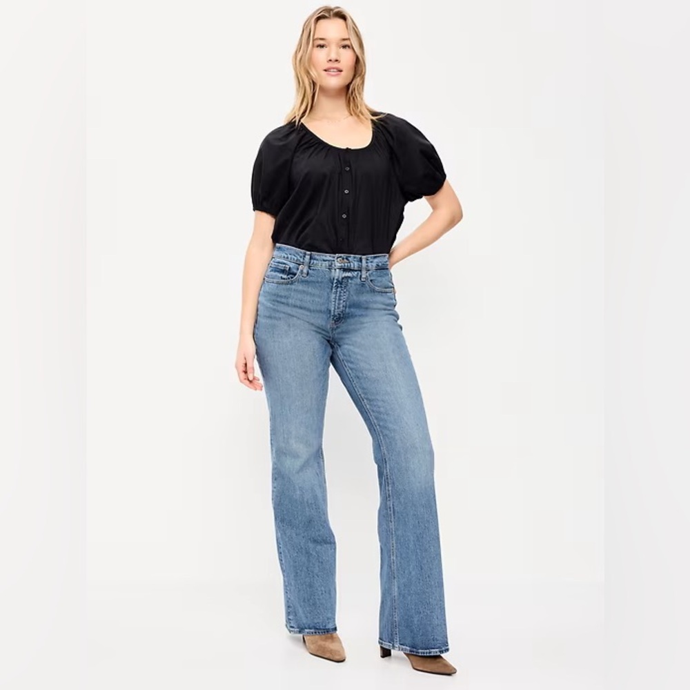 NWT Old Navy Tall Mid Rise Loose Bootcut Blue Denim Jeans